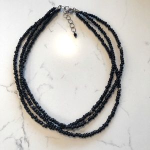 Sapota Black and Sterling Silver Beaded Necklace